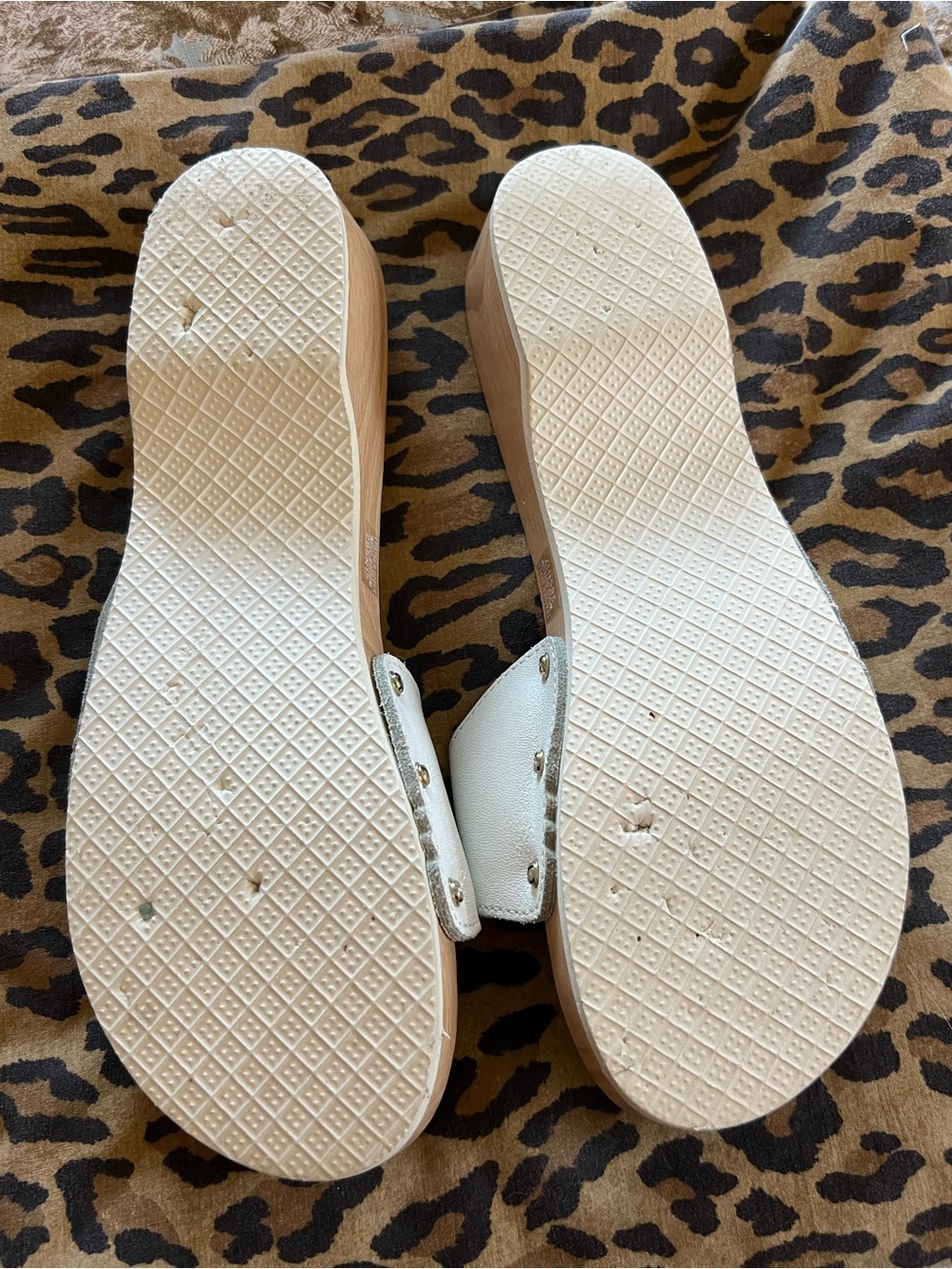 Vintage Dr Scholls Original Wooden Exercise Sandal Clog White Size 10 - Picture 3 of 3